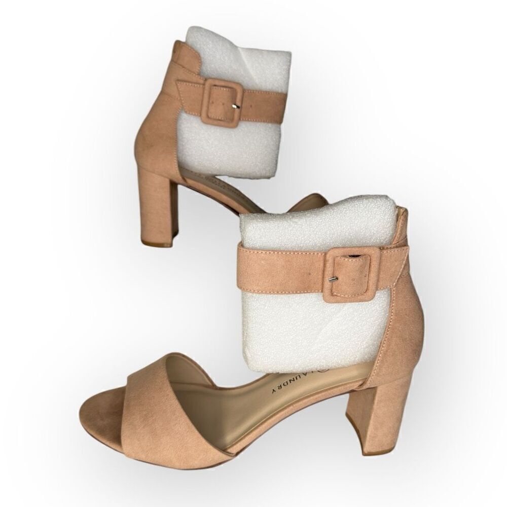 Chinese Laundry Womens Faux Suede Rumor Ankle Strap Sandal Sherbet Size 10M